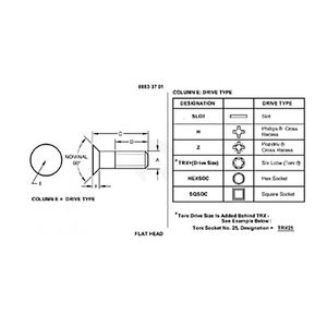 Винт, Screw, Sltd Flat Ctsk Head, Metric 21M7194